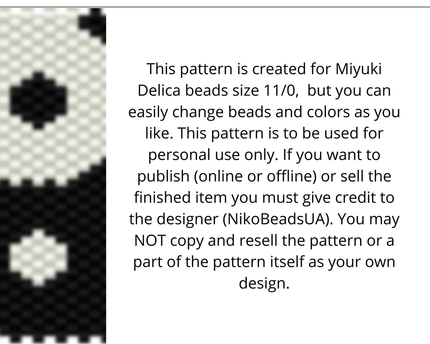 Yin Yang Brick Stitch pattern for beaded pendant and earrings NikoBeadsUA