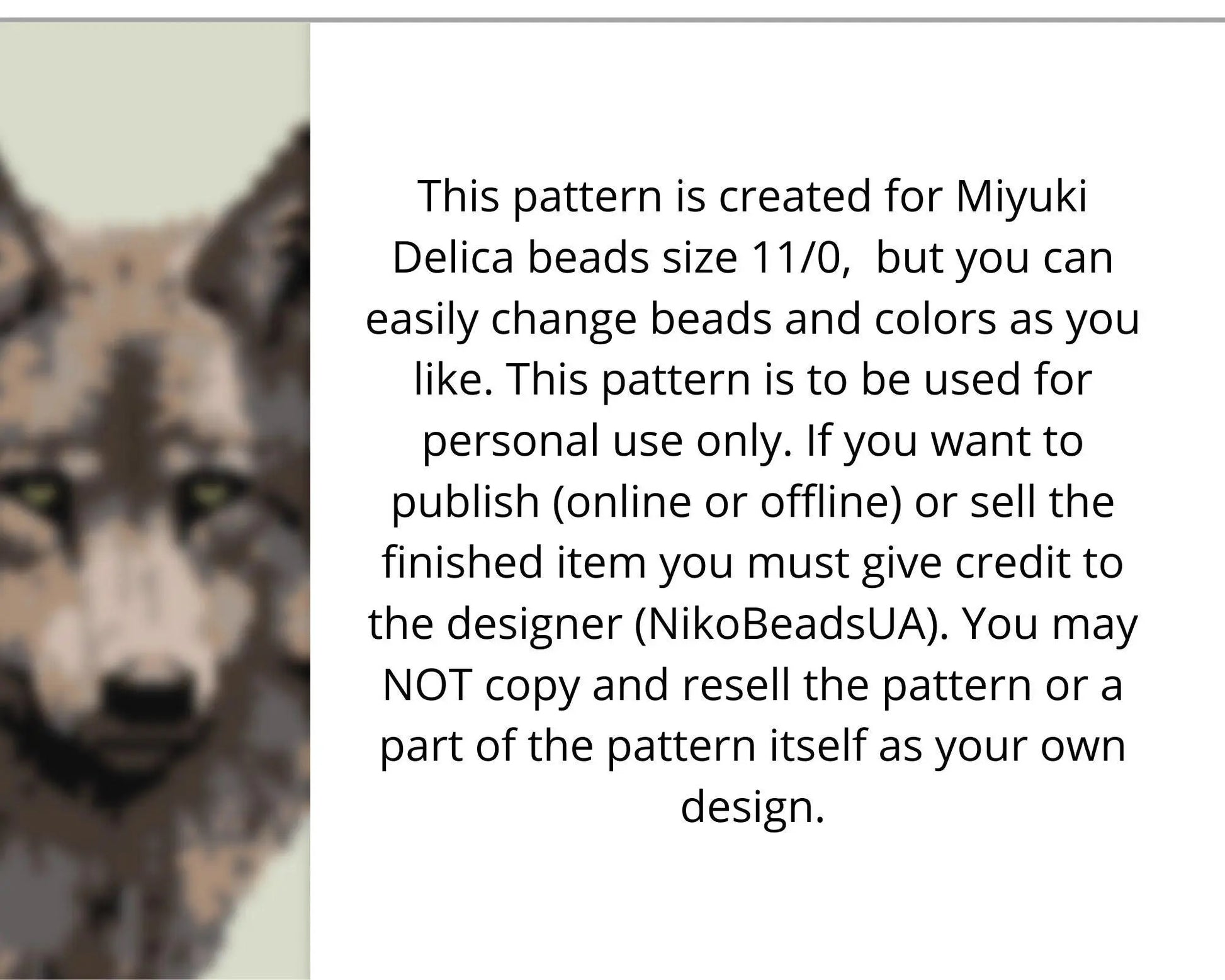 Gray Wolf even peyote pattern for beaded bracelet - NikoBeadsUA