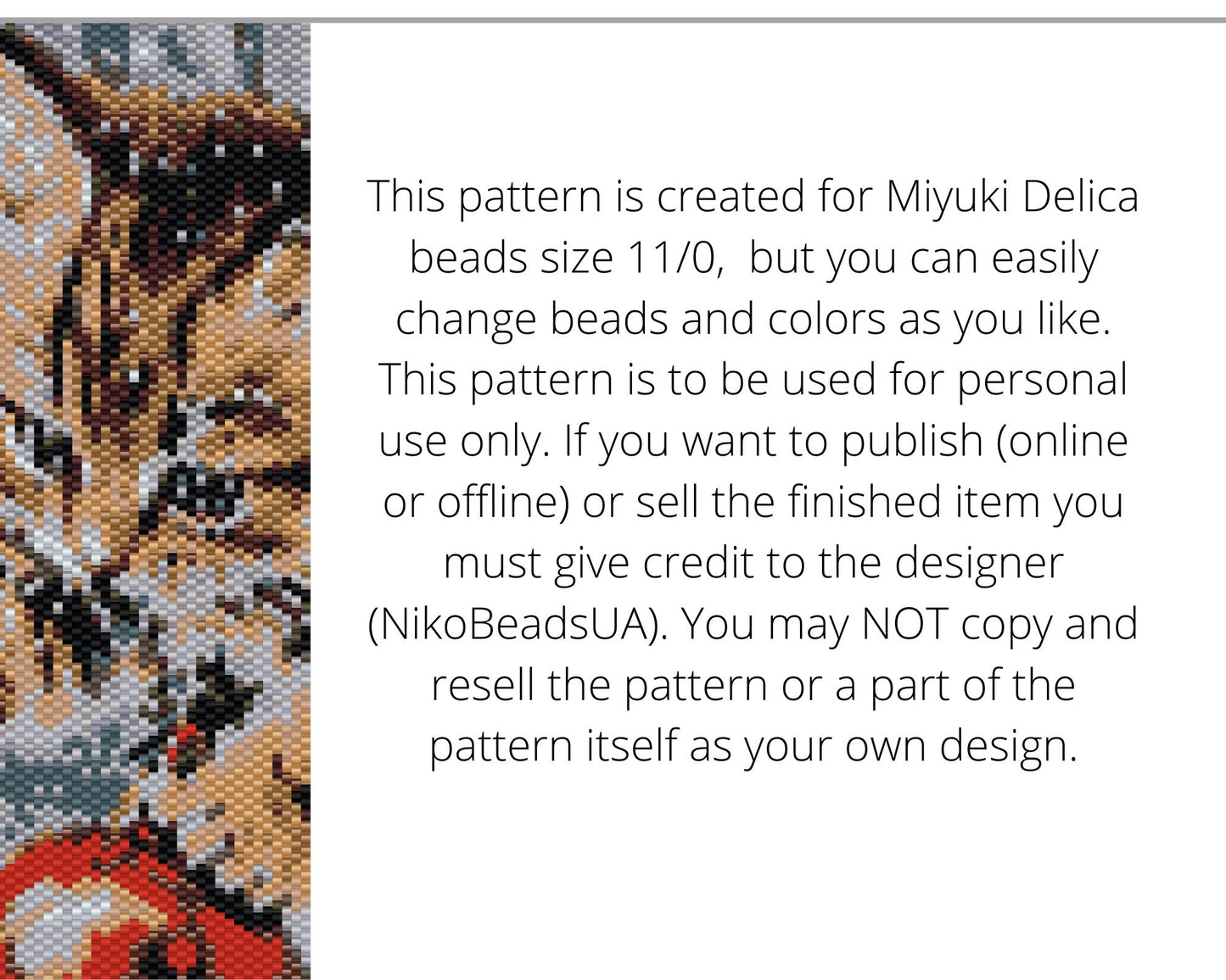 Christmas Kitten even peyote and loom patterns for beaded bracelet or bookmark NikoBeadsUA