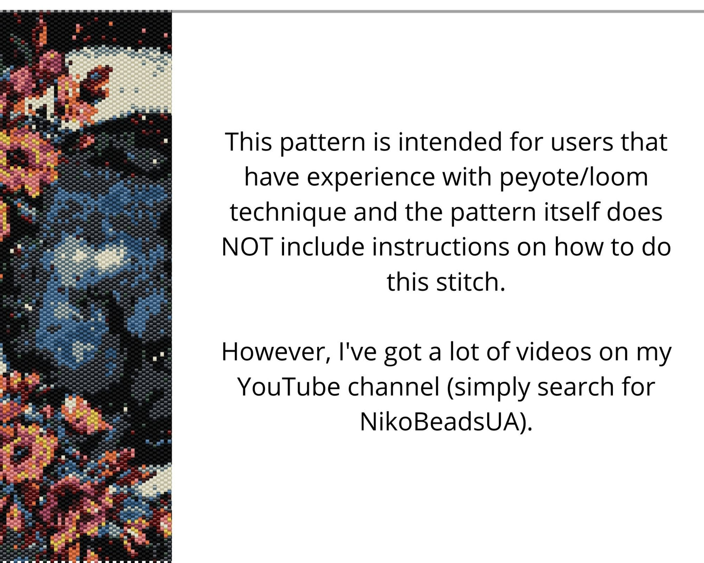 Floral Moon even peyote and loom patterns for beaded tapestry
