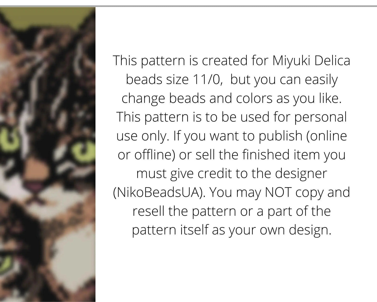 Kittens wide even peyote pattern for beaded bracelet - NikoBeadsUA