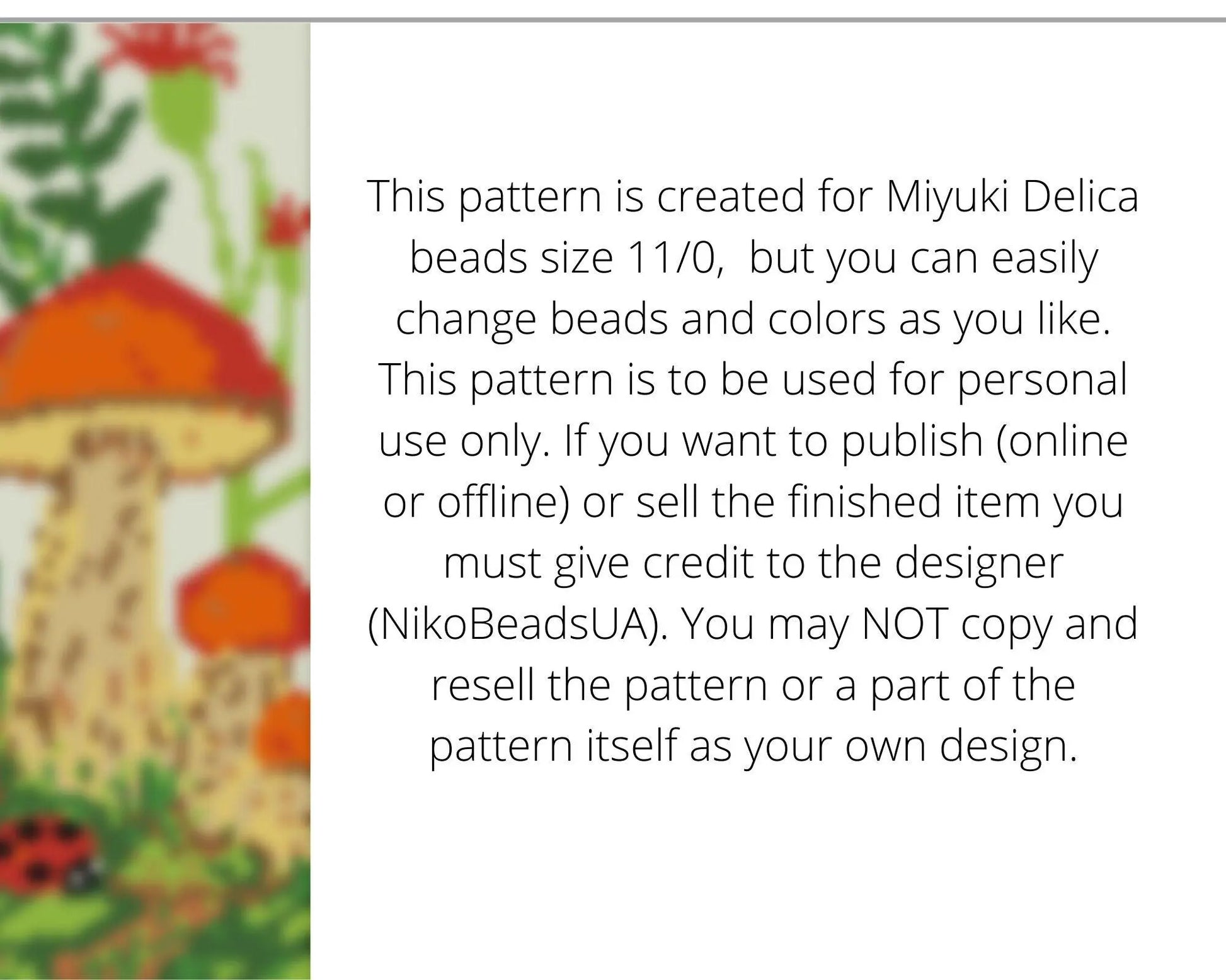 Mushroom even peyote pattern for beaded bracelet - NikoBeadsUA