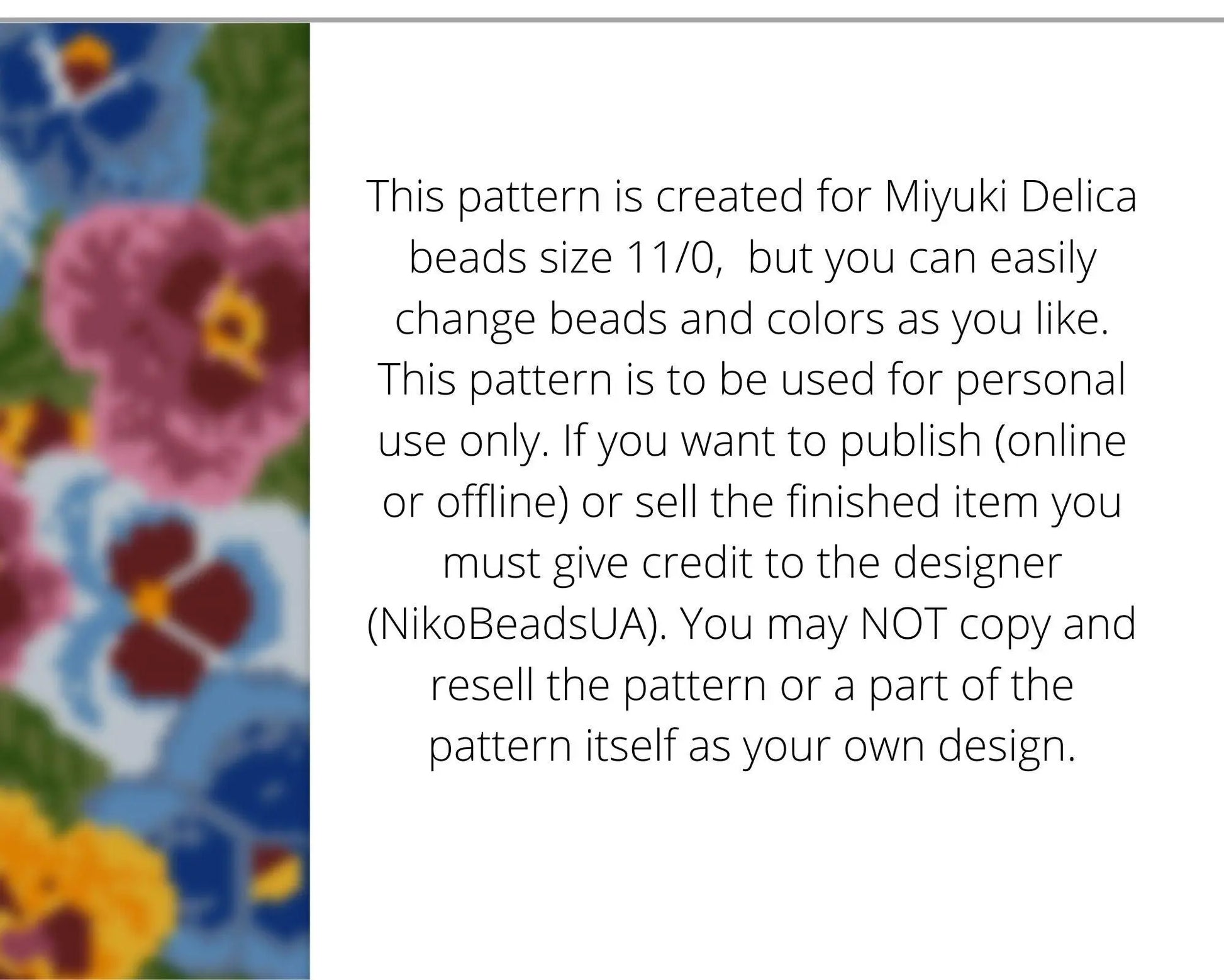 Viola even peyote pattern for beaded bracelet - NikoBeadsUA
