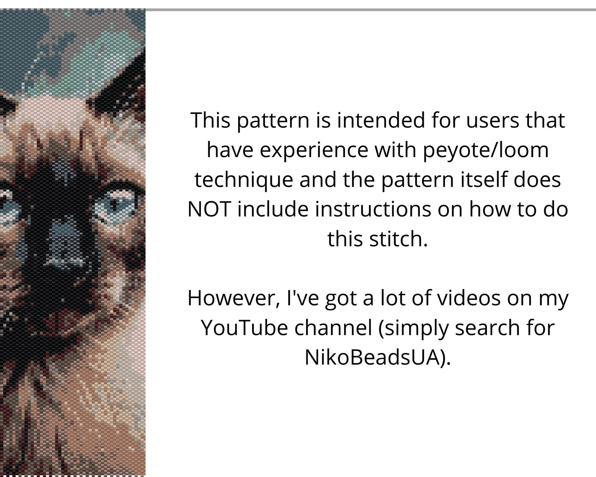 Siamese Cat even peyote and loom patterns for beaded tapestry or postcard NikoBeadsUA