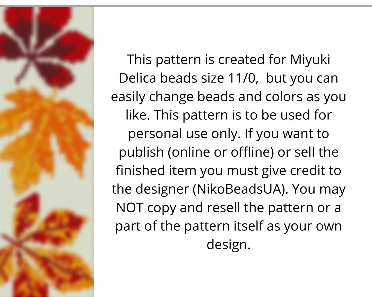 Fall Leaves even peyote pattern for beaded bracelet - NikoBeadsUA