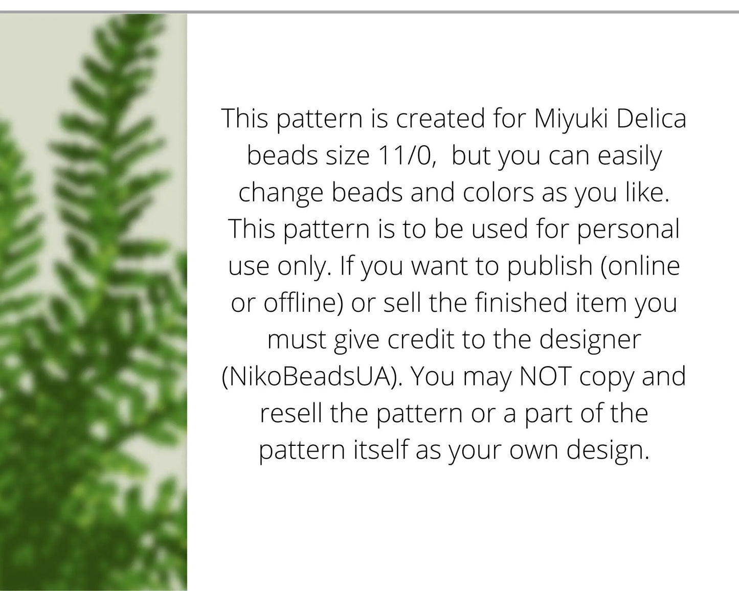 Fern even peyote pattern for beaded bracelet - NikoBeadsUA