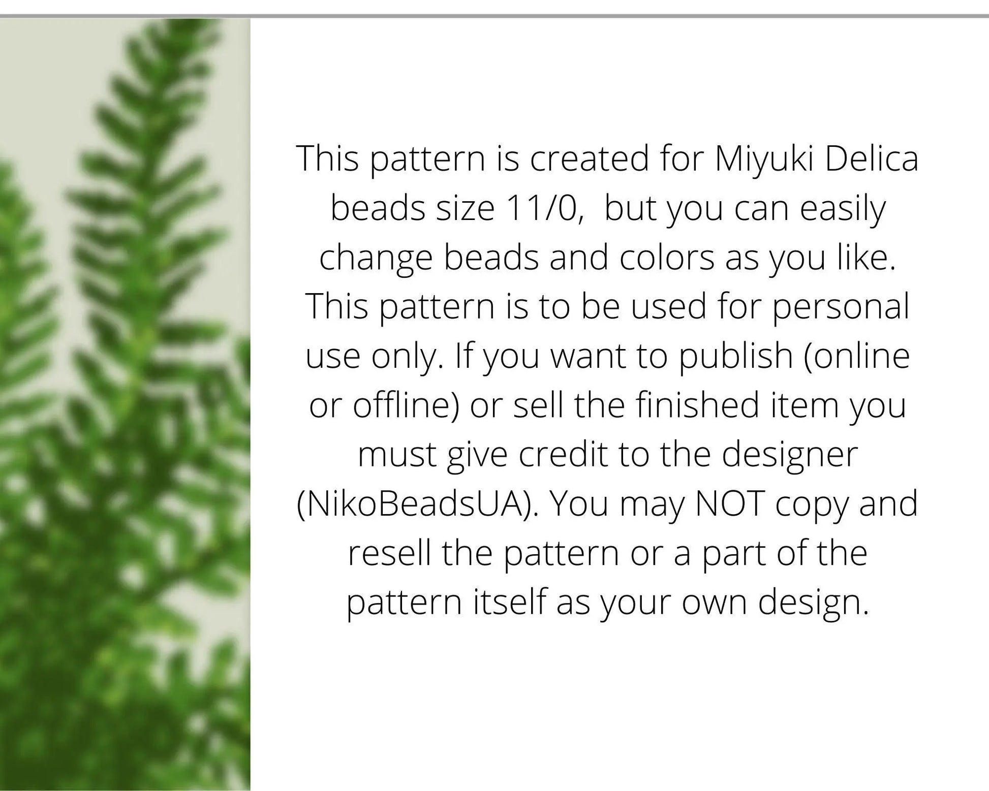 Fern even peyote pattern for beaded bracelet - NikoBeadsUA