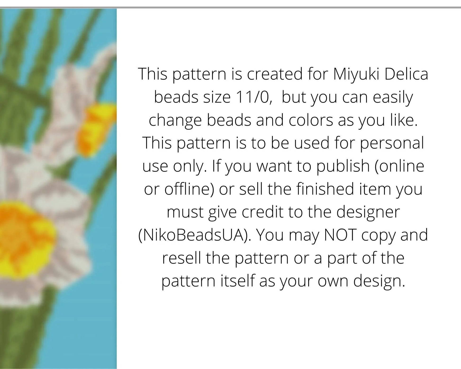 Daffodil even peyote pattern for beaded bracelet NikoBeadsUA