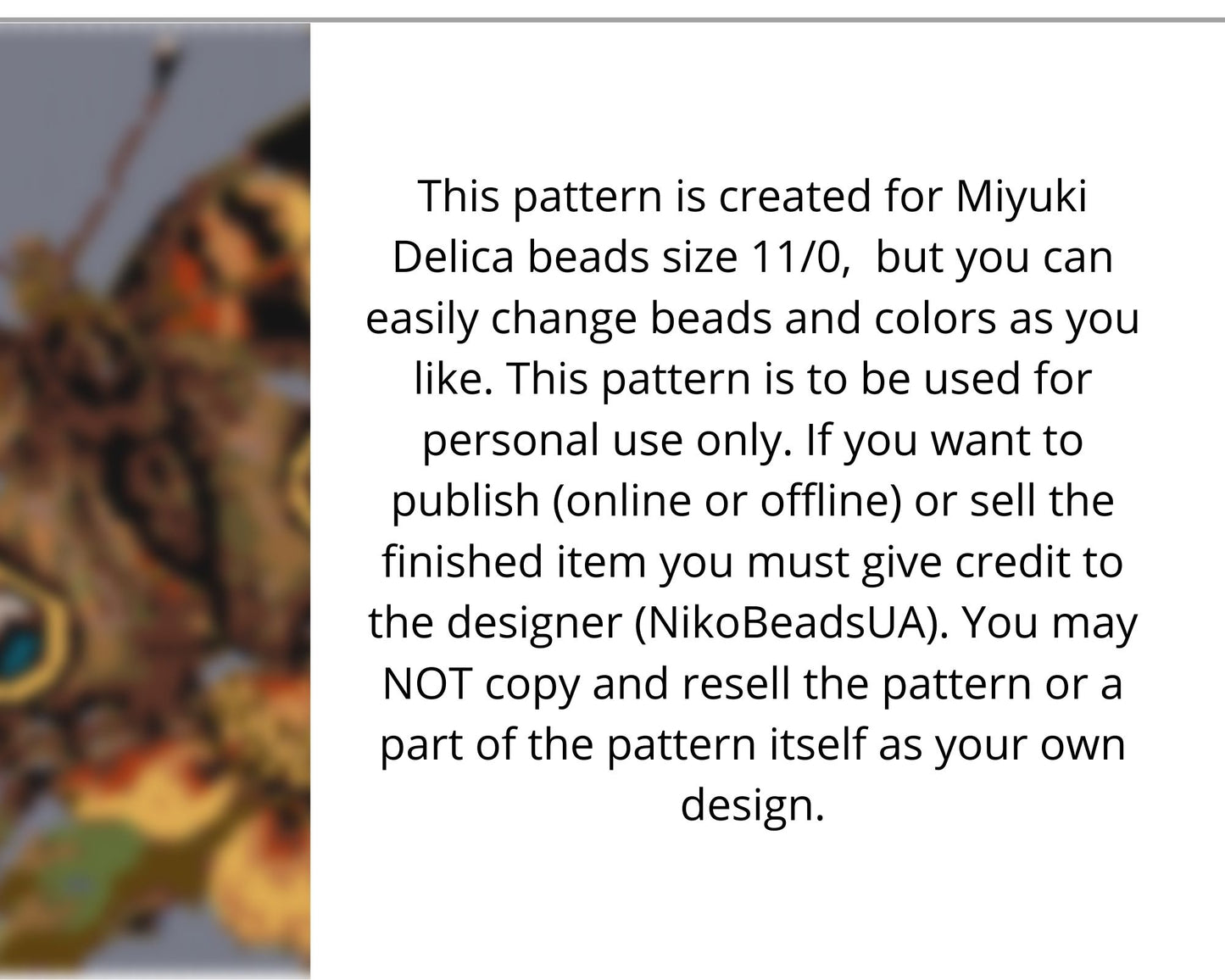 Buckeye Butterfly even peyote and loom patterns for beaded tapestry
