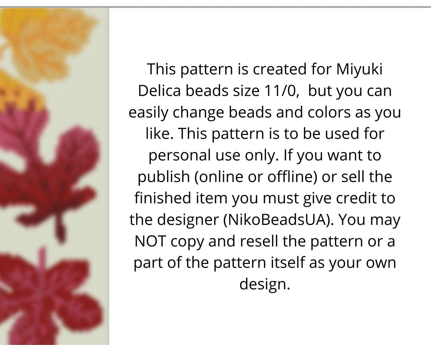Autumn Leaves even peyote pattern for beaded bracelet - NikoBeadsUA