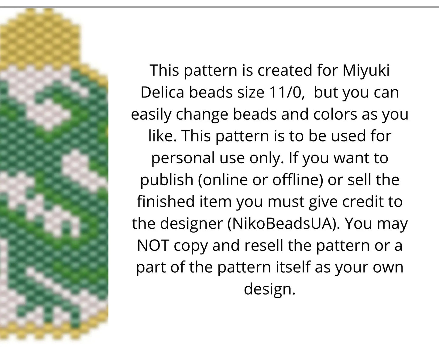 Dragon Brick Stitch pattern for beaded pendant and earrings NikoBeadsUA