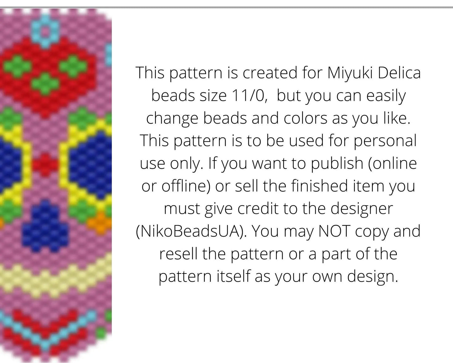 Sugar Skull Brick Stitch pattern for beaded pendant and earrings - NikoBeadsUA