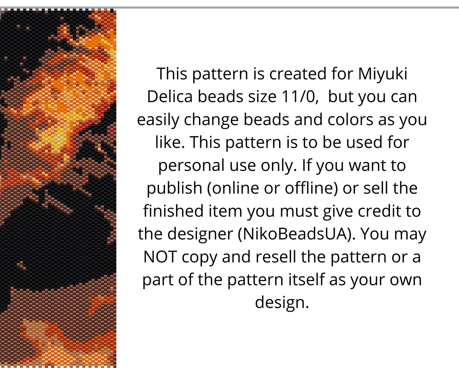 Fire Horse even peyote and loom patterns for beaded tapestry or postcard NikoBeadsUA