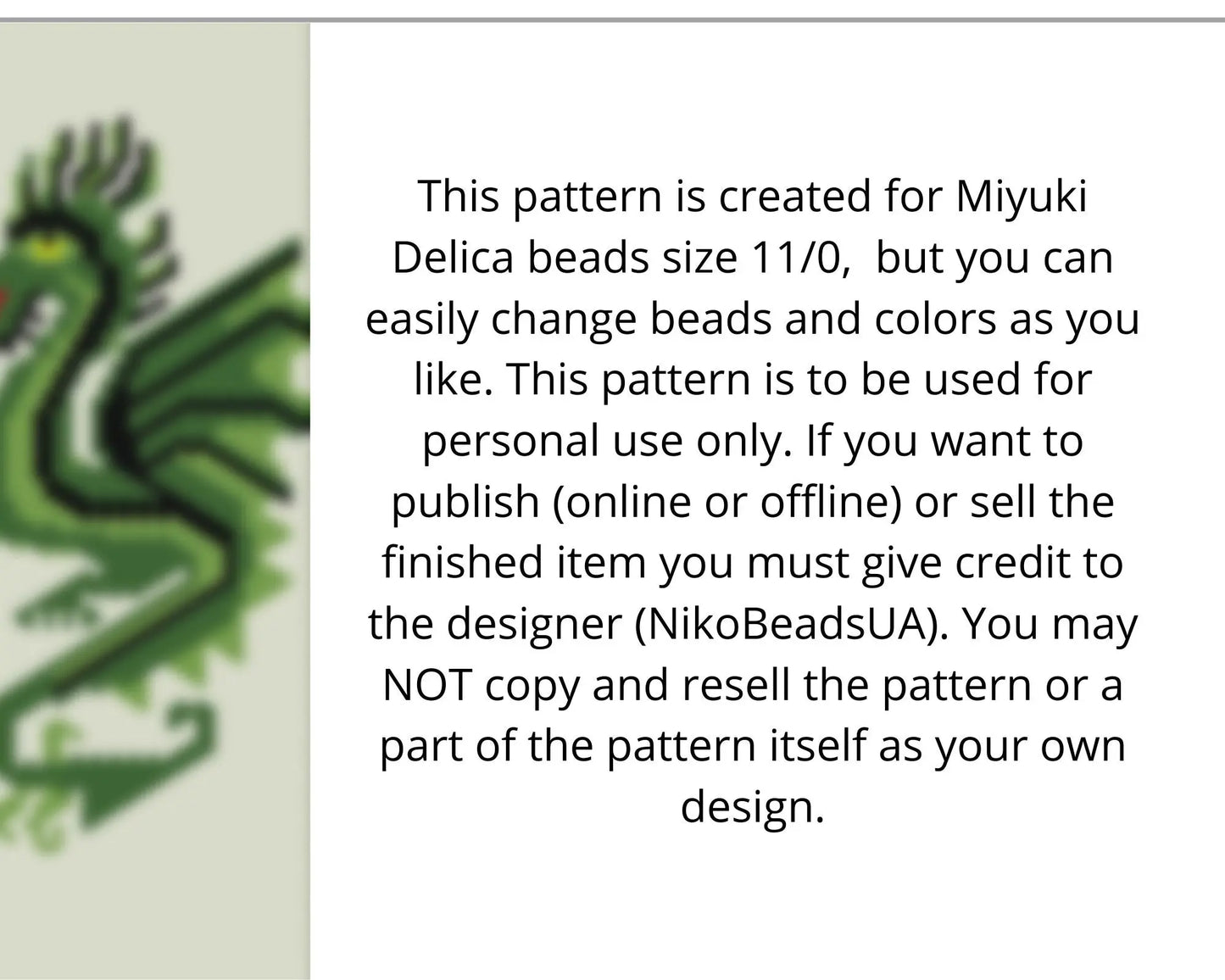 Dragon even peyote pattern for beaded bracelet NikoBeadsUA