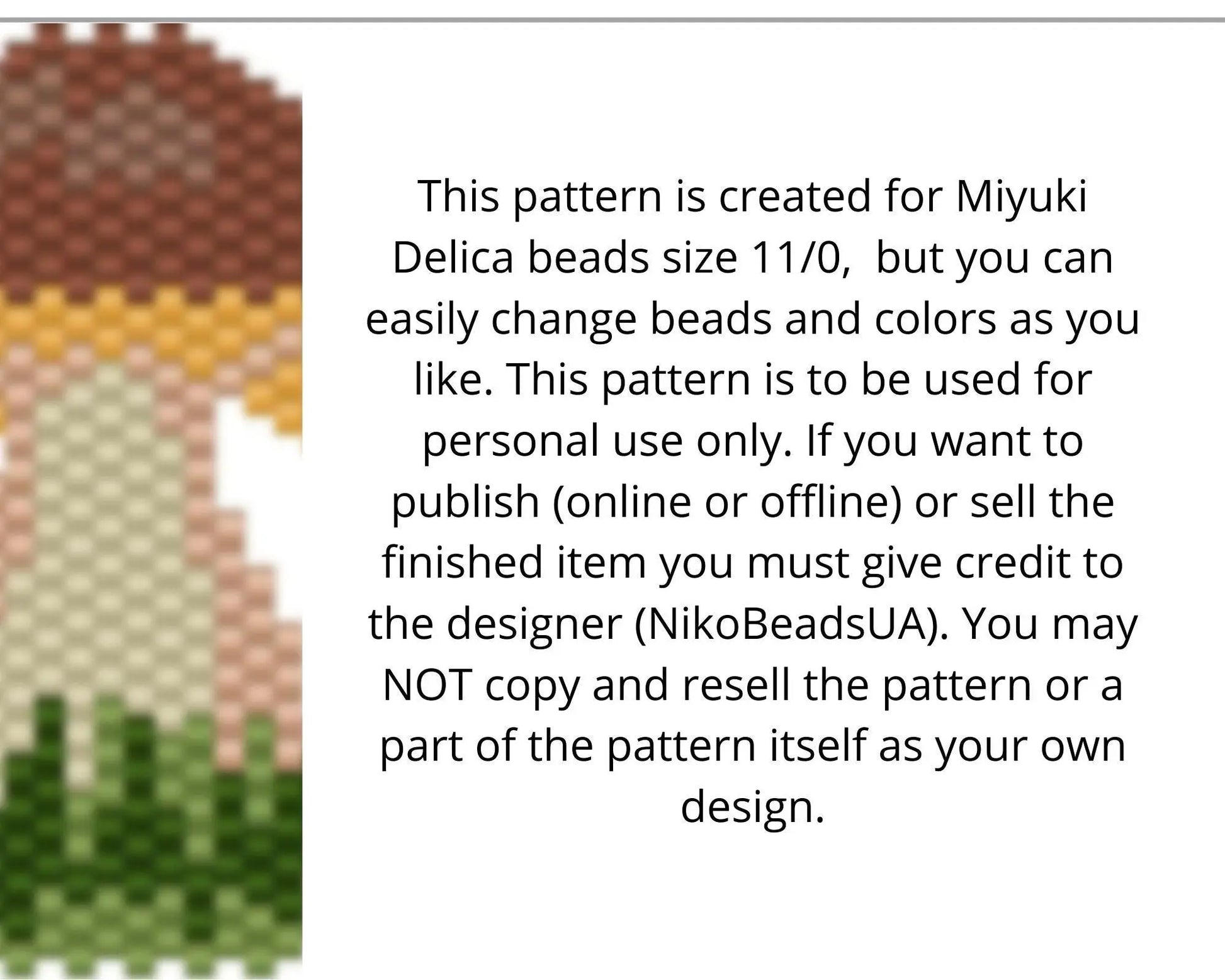 Mushroom Brick Stitch pattern for beaded pendant and earrings - NikoBeadsUA