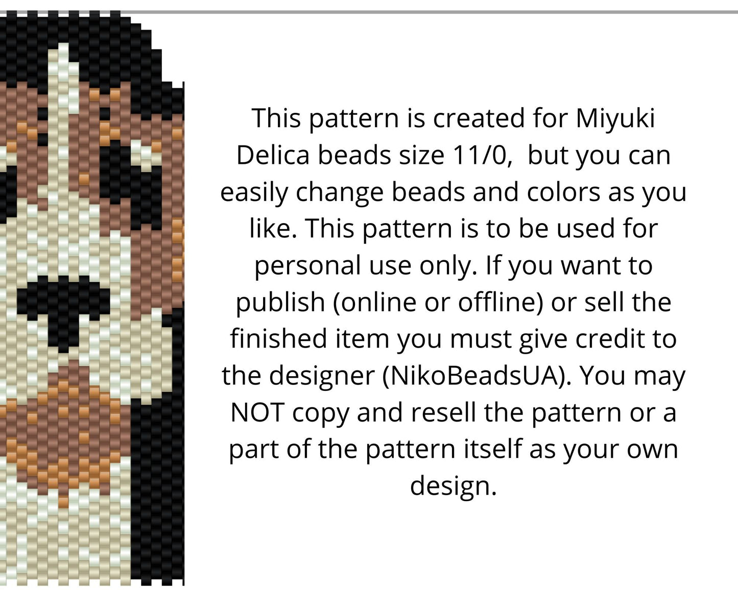 Doggie Brick Stitch pattern for beaded pendant and earrings NikoBeadsUA