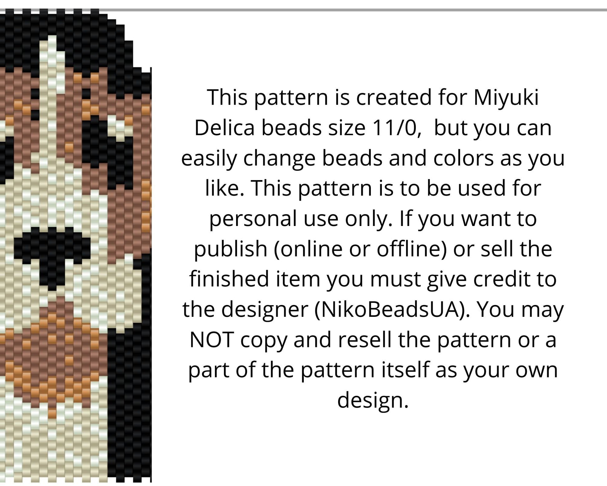 Doggie Brick Stitch pattern for beaded pendant and earrings NikoBeadsUA