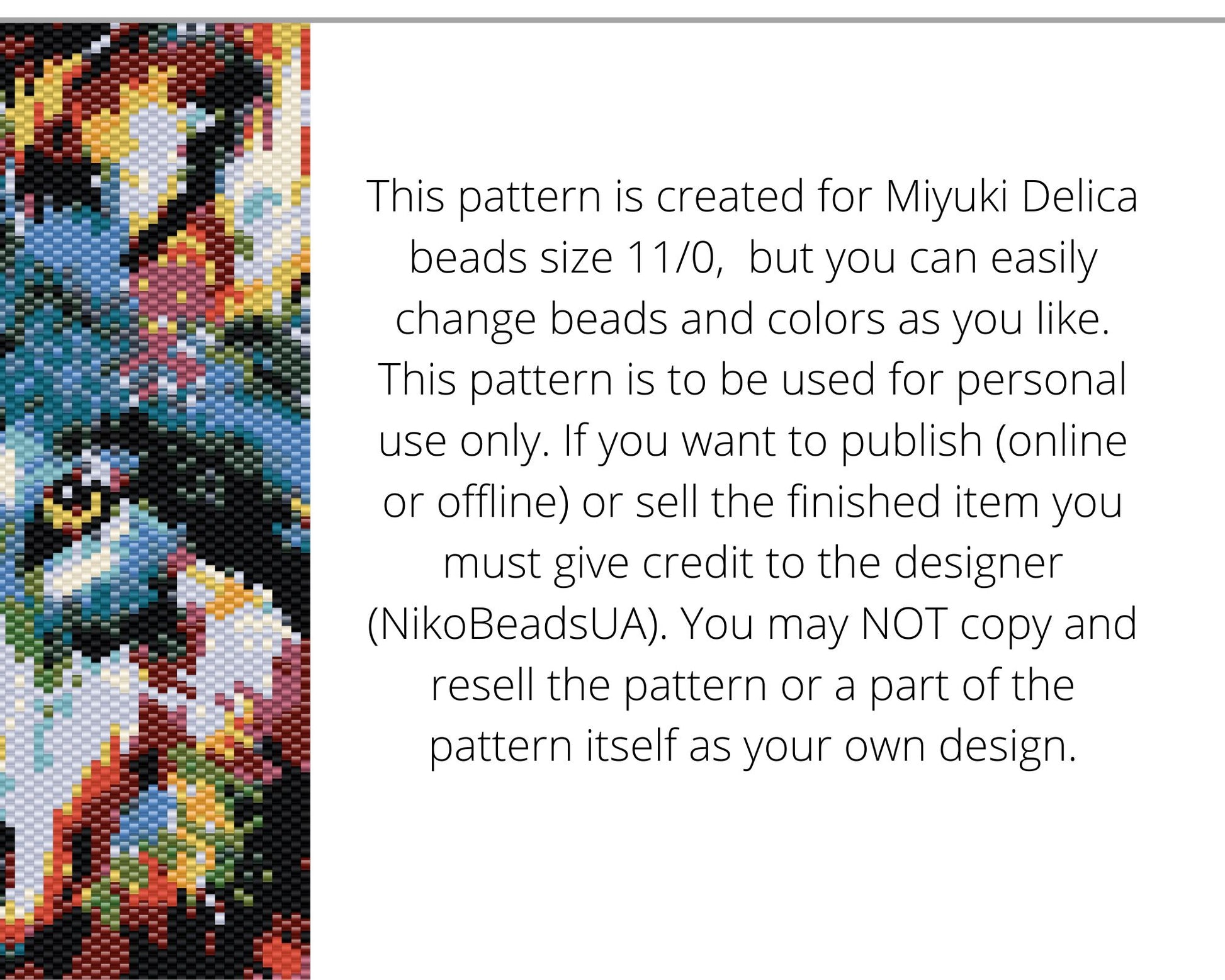 Rainbow Wolf even peyote and loom patterns for beaded bracelet or bookmark NikoBeadsUA