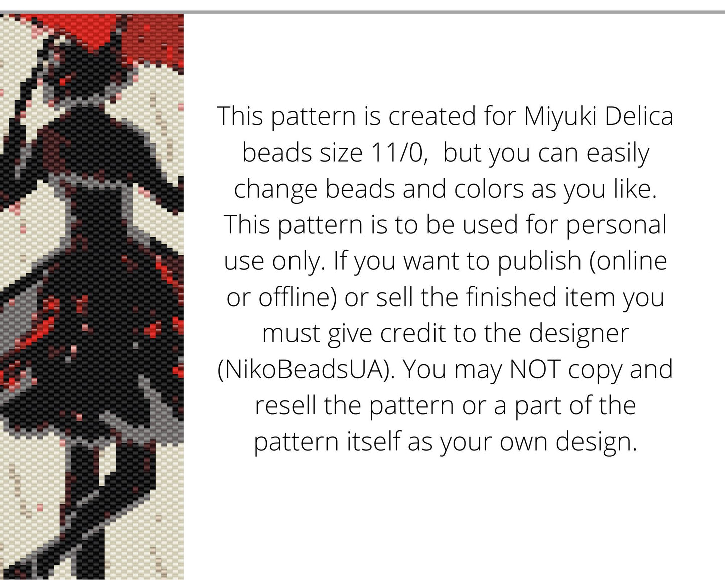 Lady with Umbrella even peyote and loom patterns for beaded bracelet or bookmark NikoBeadsUA