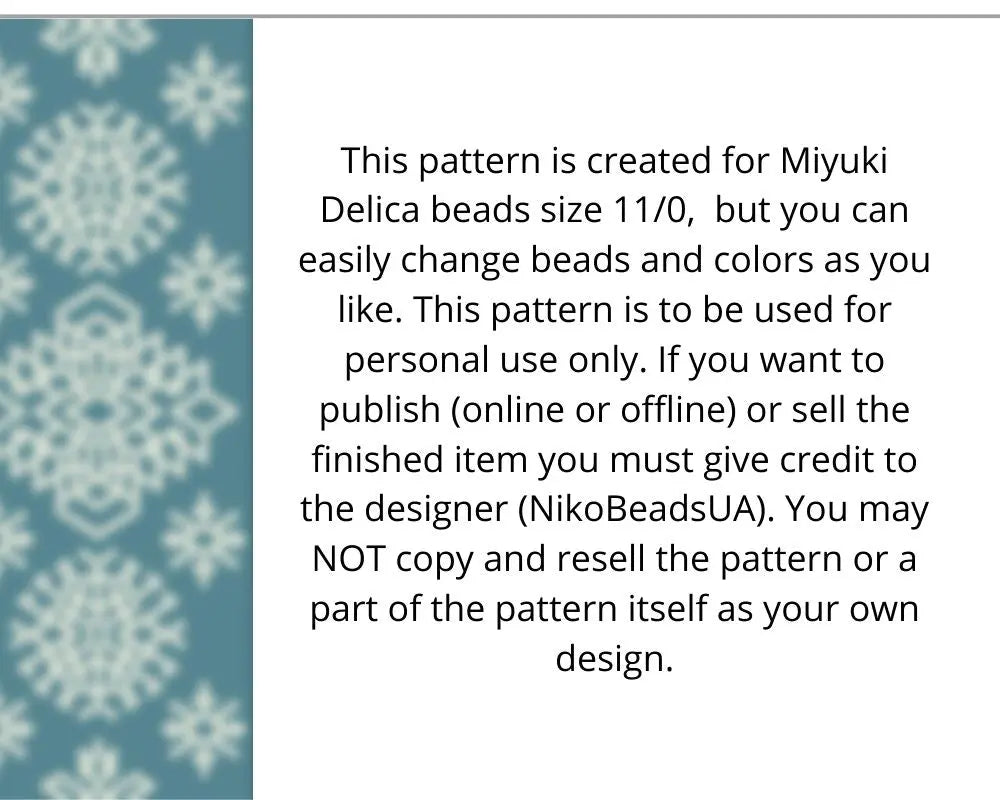 Snowflakes odd peyote pattern for beaded bracelet NikoBeadsUA
