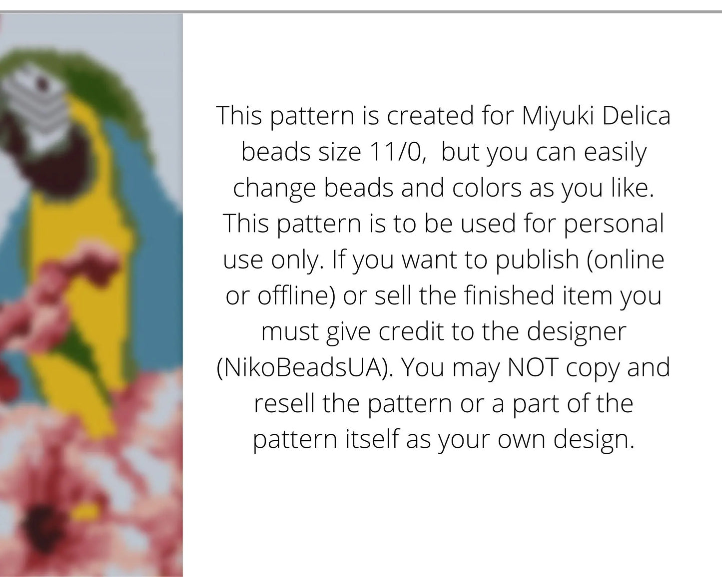 Ara Parrot even peyote pattern for beaded bracelet NikoBeadsUA