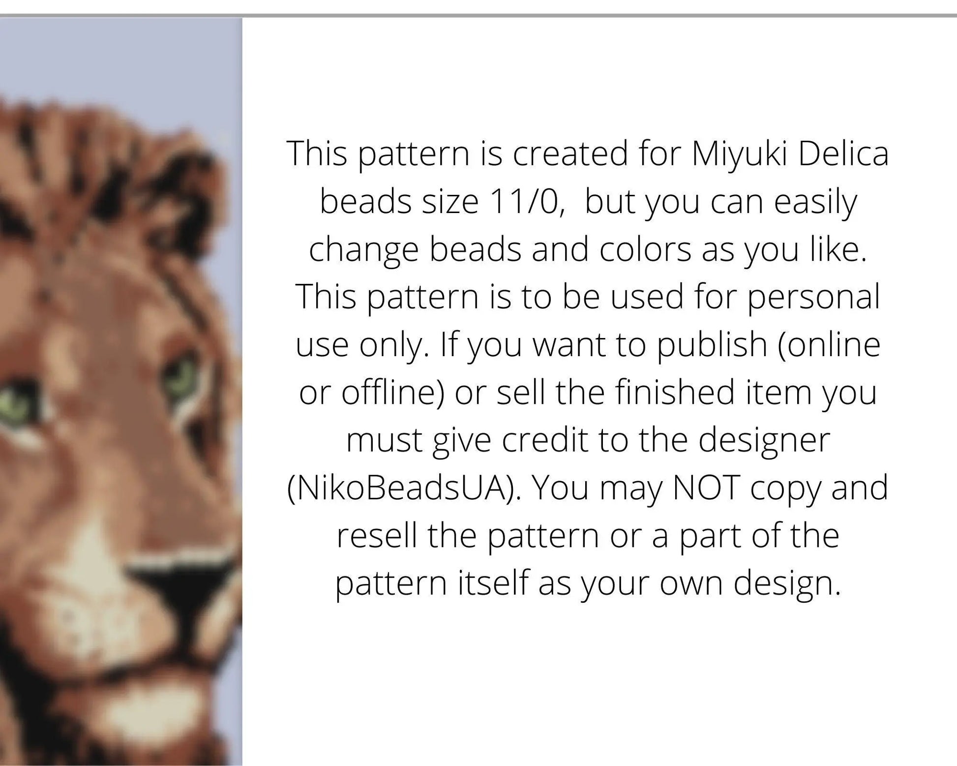 Lion even peyote pattern for beaded bracelet - NikoBeadsUA