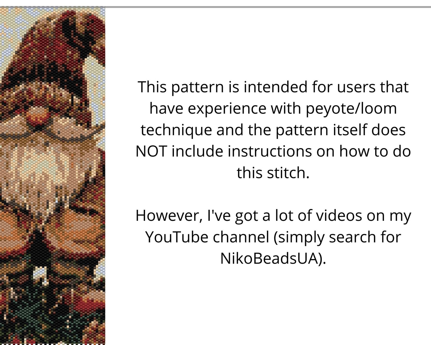 Christmas Gnome even peyote and loom patterns for beaded tapestry