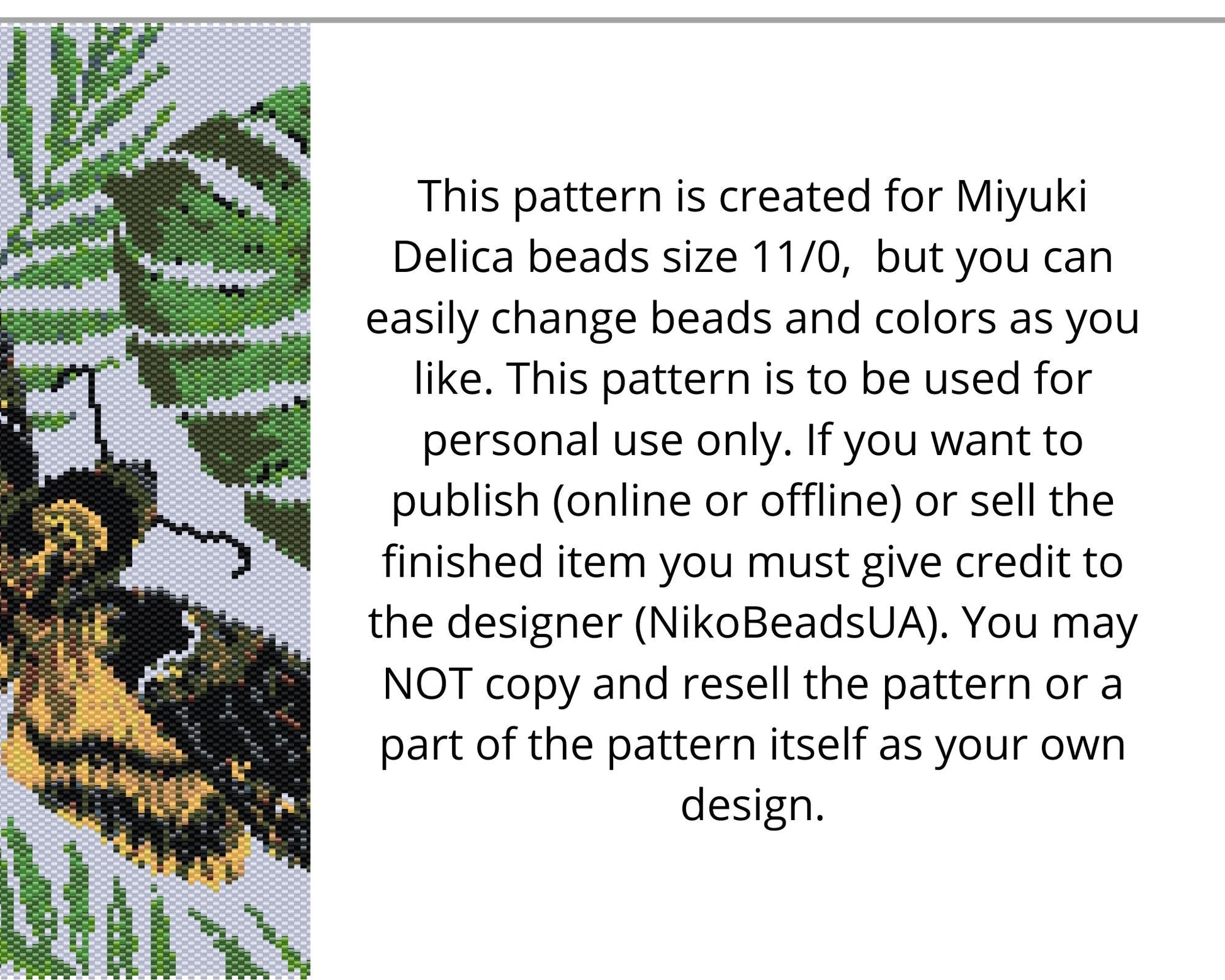 Death's-Head Hawkmoth even peyote and loom patterns for beaded tapestry NikoBeadsUA