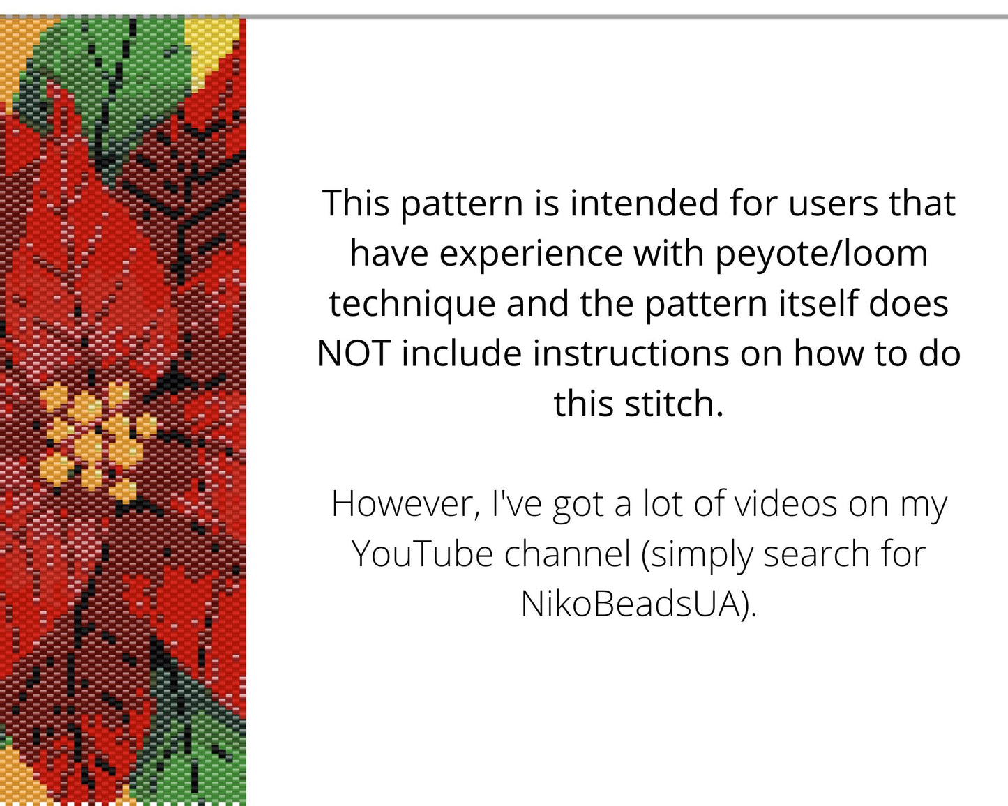 Poinsettia even peyote and loom patterns for beaded tapestry NikoBeadsUA