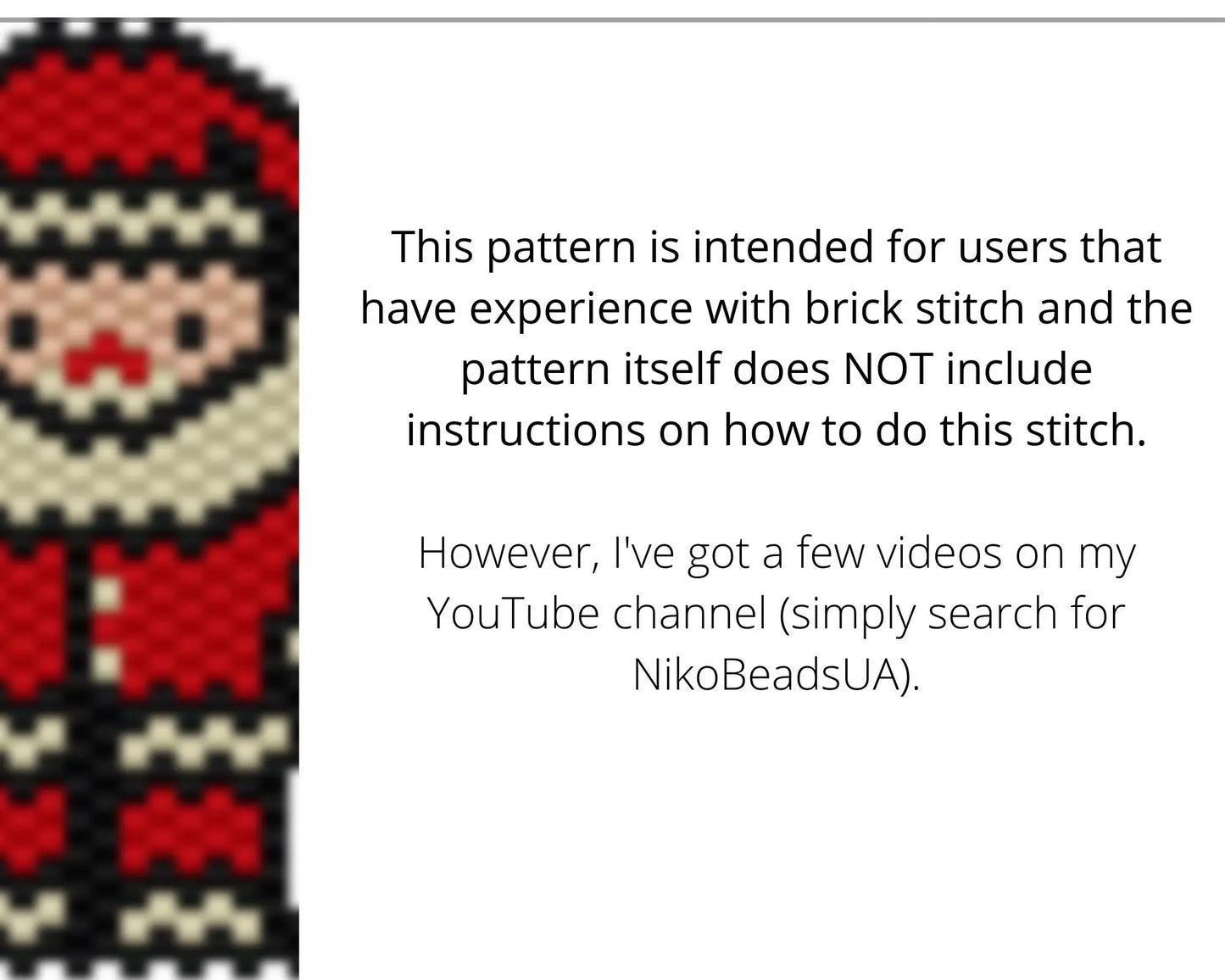 Santa Brick Stitch pattern for beaded pendant and earrings NikoBeadsUA