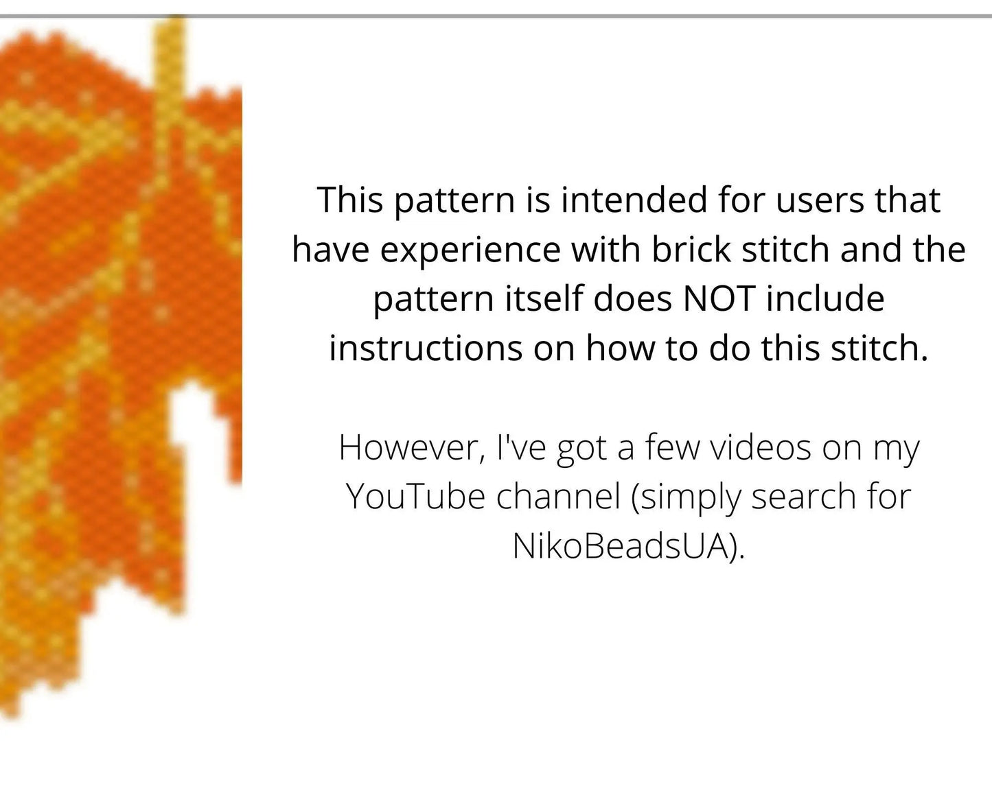 Maple Leaf Brick Stitch pattern for beaded pendant and earrings - NikoBeadsUA