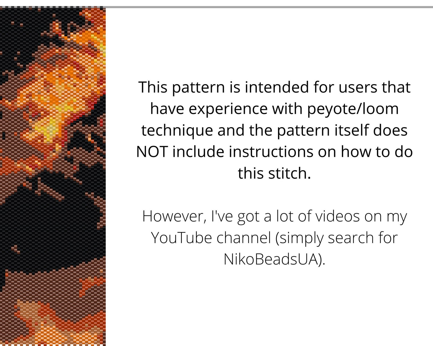 Fire Horse even peyote and loom patterns for beaded tapestry or postcard NikoBeadsUA