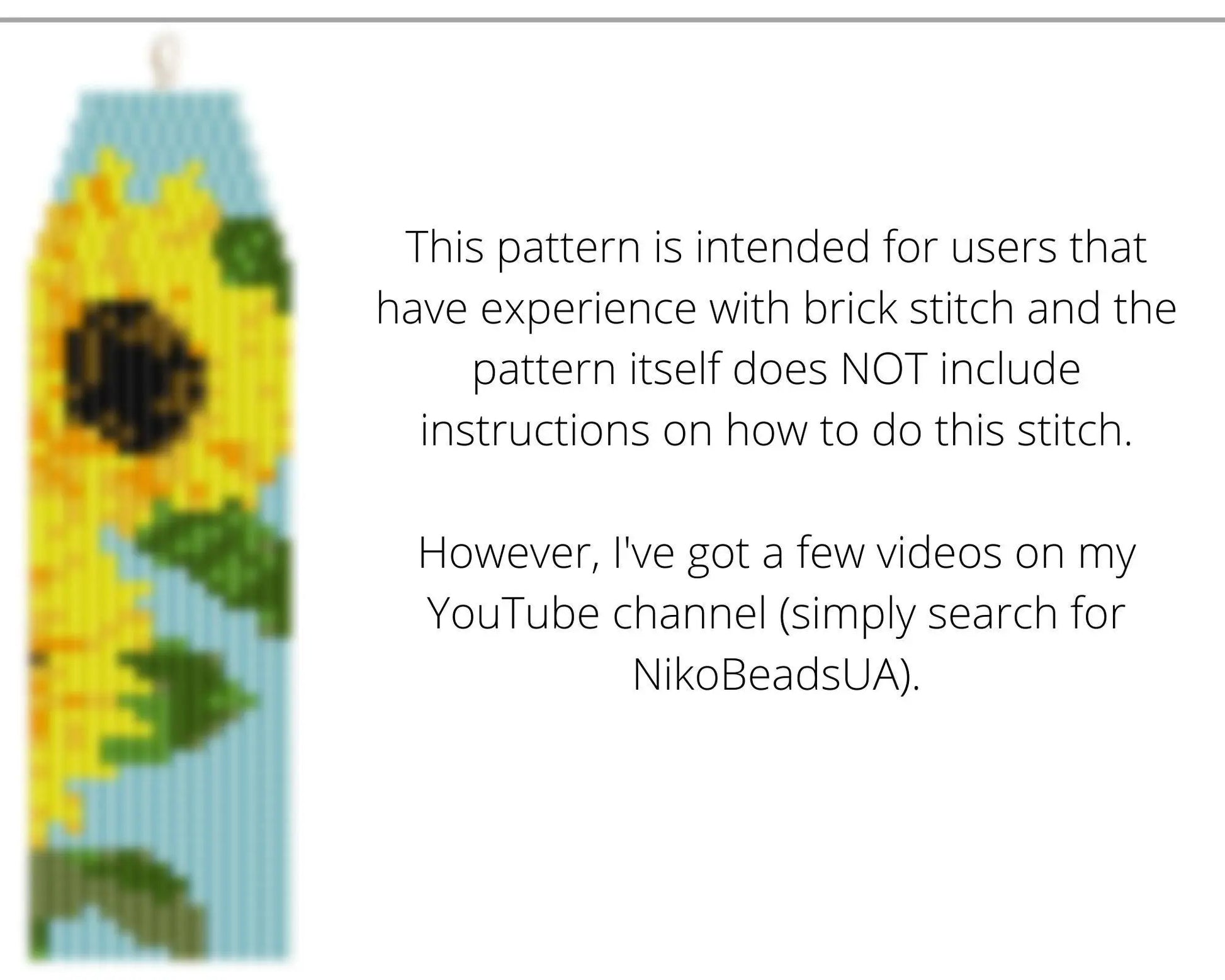 Sunflowers Asymmetrical Brick Stitch pattern for fringe beaded earrings - NikoBeadsUA