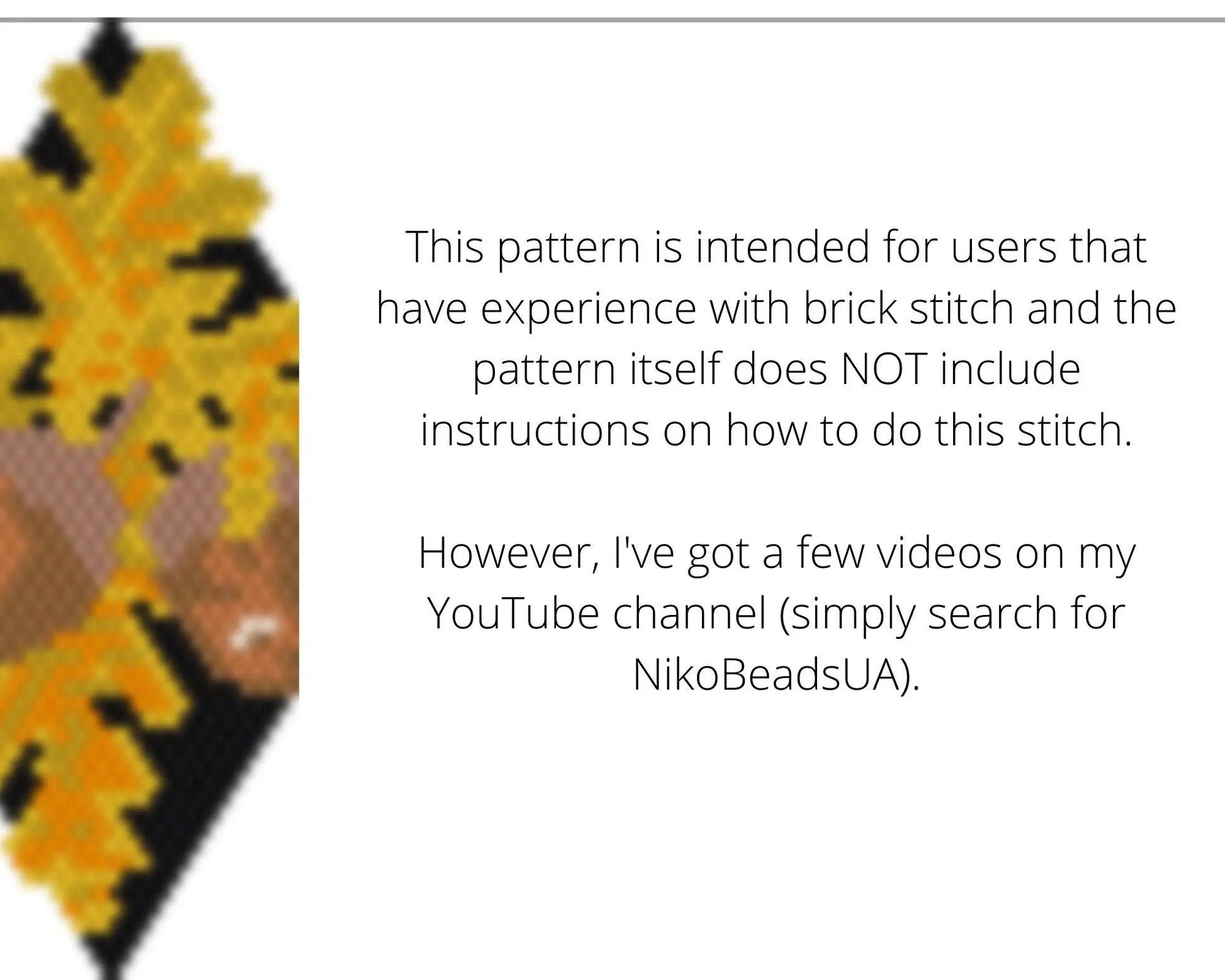 Acorn Brick Stitch pattern for beaded pendant and earrings NikoBeadsUA