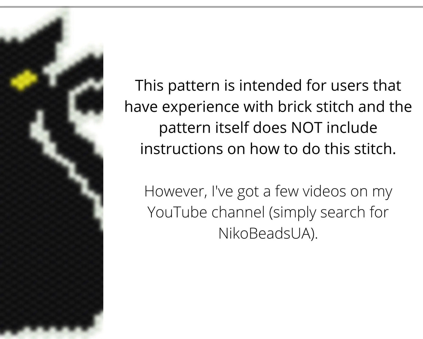 Black Cat Brick Stitch pattern for beaded pendant and earrings - NikoBeadsUA