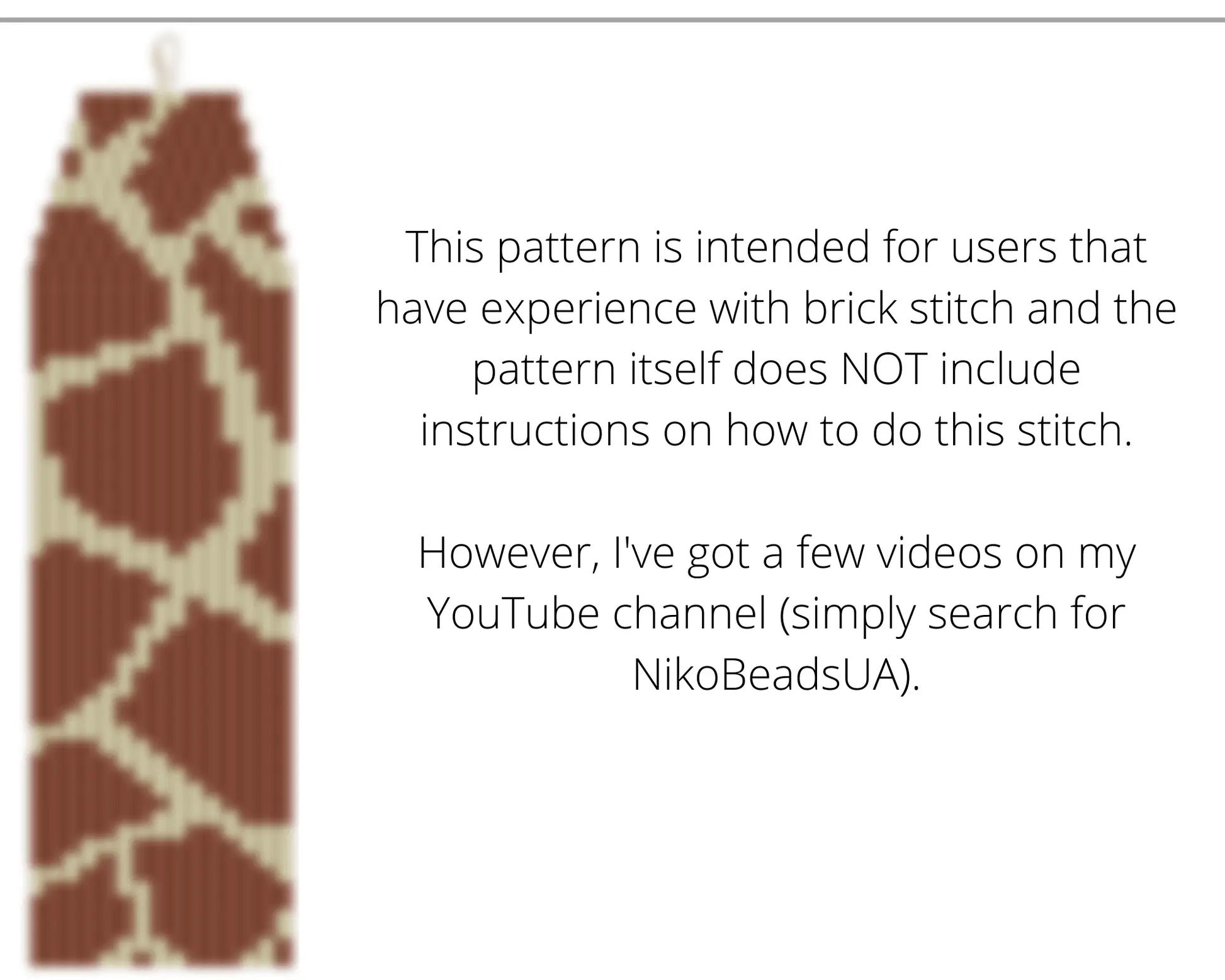 Giraffe Asymmetrical Brick Stitch pattern for fringe beaded earrings - NikoBeadsUA