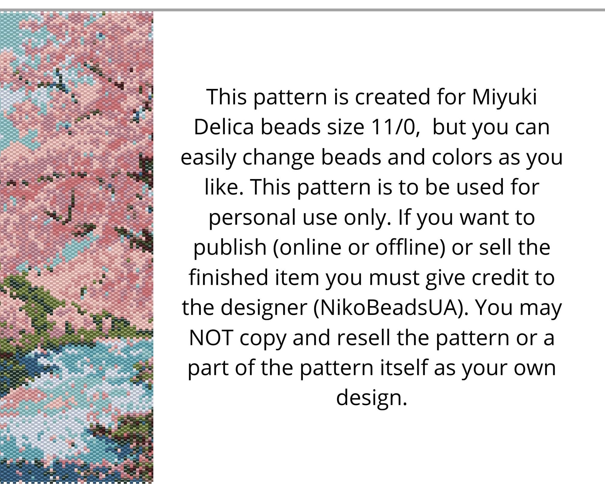Sakura even peyote and loom patterns for beaded tapestry or postcard NikoBeadsUA