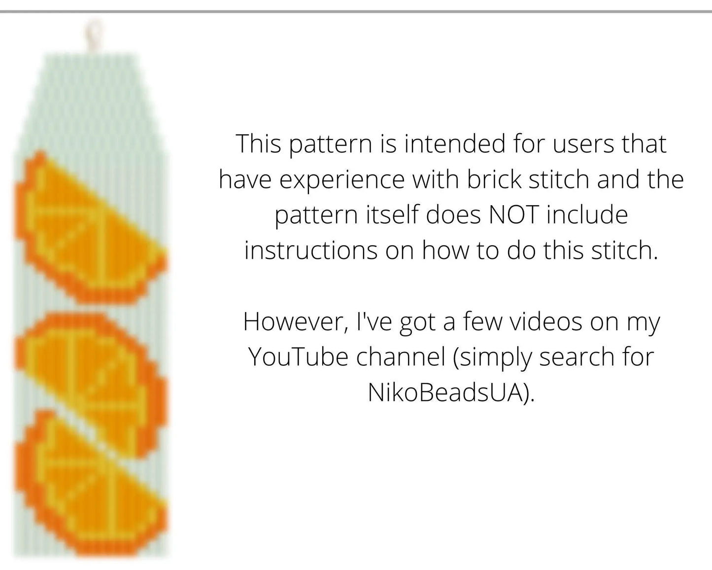 Oranges Brick Stitch pattern for fringe beaded earrings - NikoBeadsUA