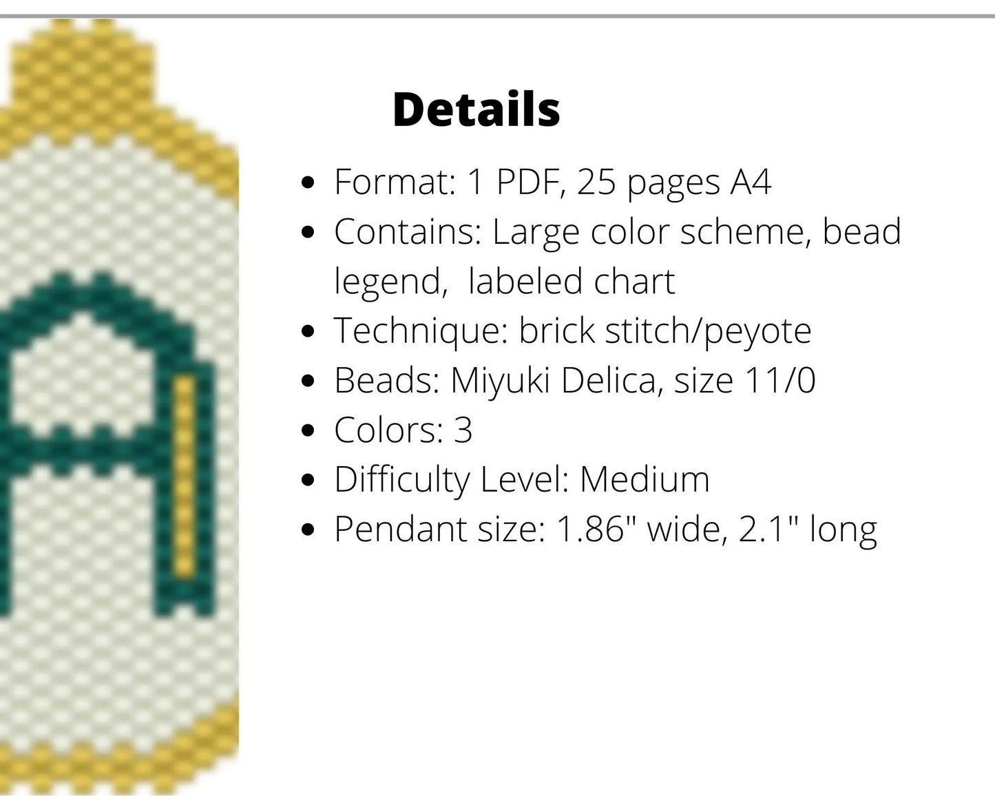 Set of 26 Alphabet Brick Stitch patterns for beaded ornaments NikoBeadsUA