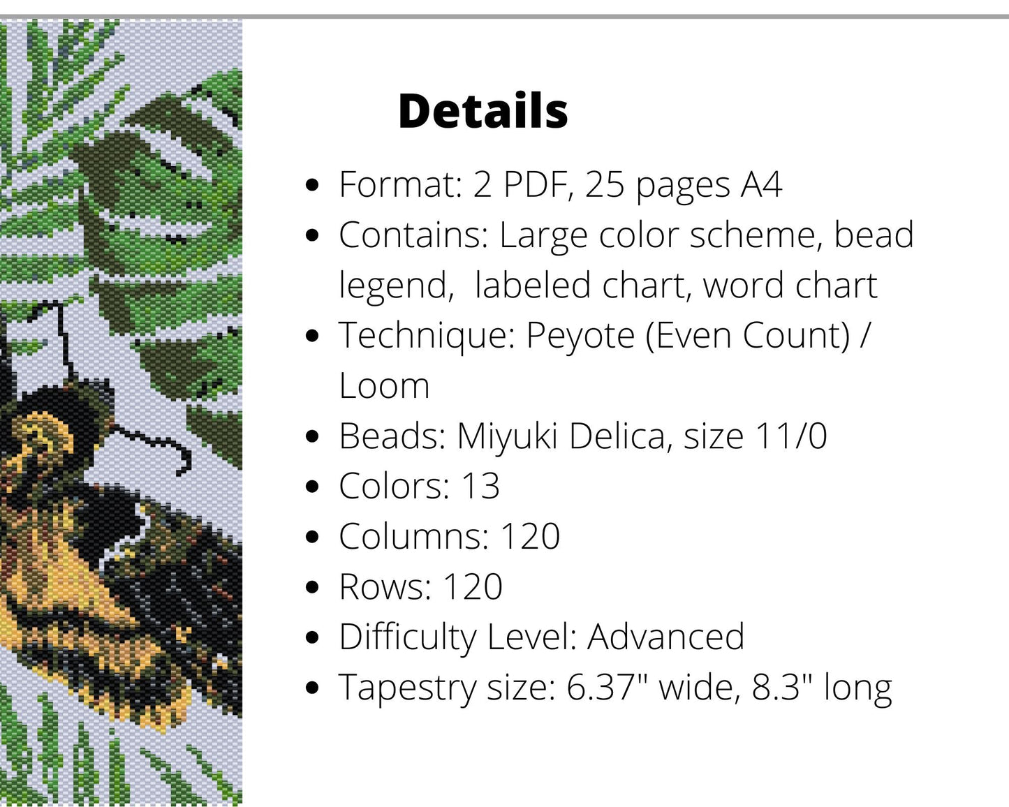 Death's-Head Hawkmoth even peyote and loom patterns for beaded tapestry NikoBeadsUA