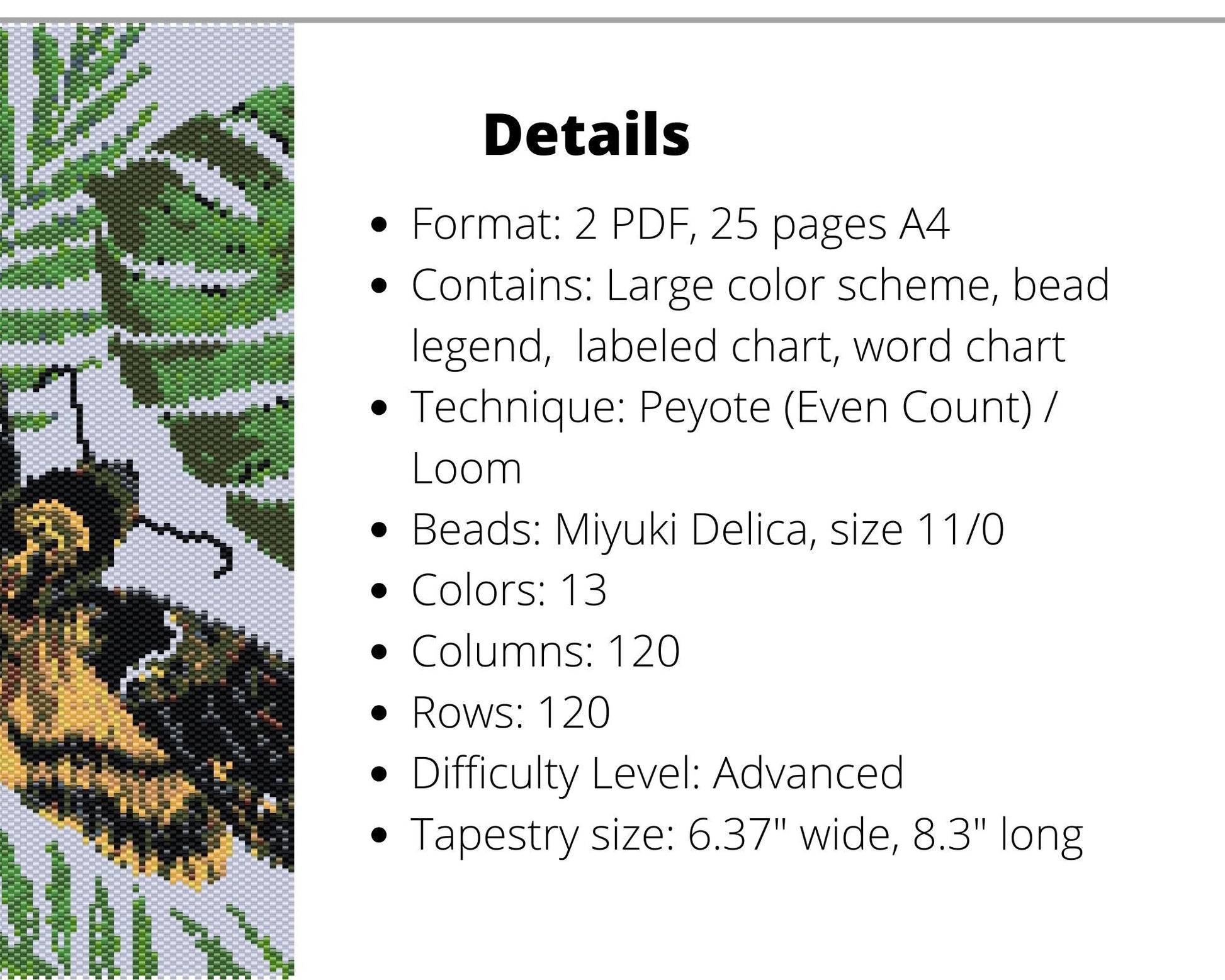 Death's-Head Hawkmoth even peyote and loom patterns for beaded tapestry NikoBeadsUA