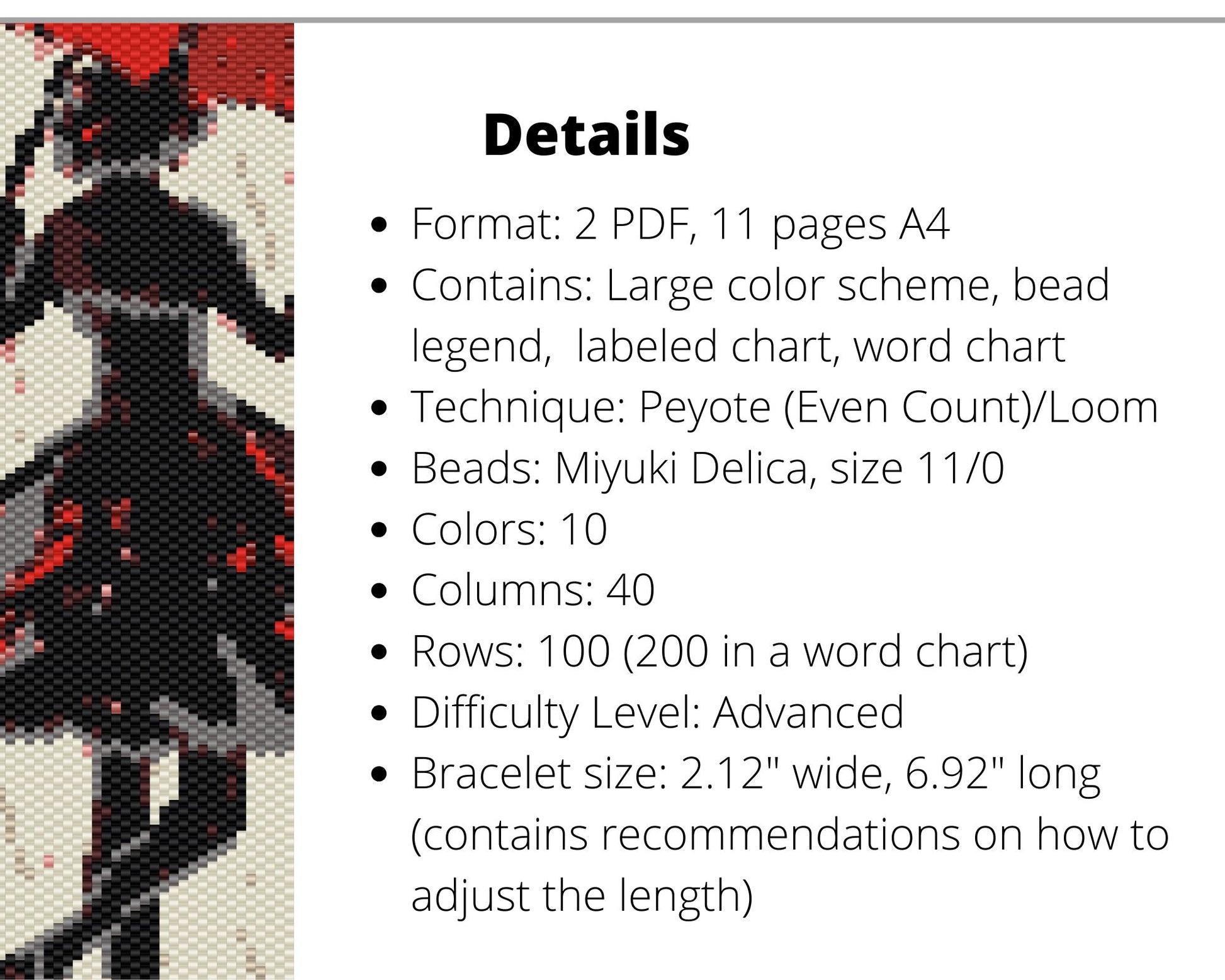 Lady with Umbrella even peyote and loom patterns for beaded bracelet or bookmark NikoBeadsUA