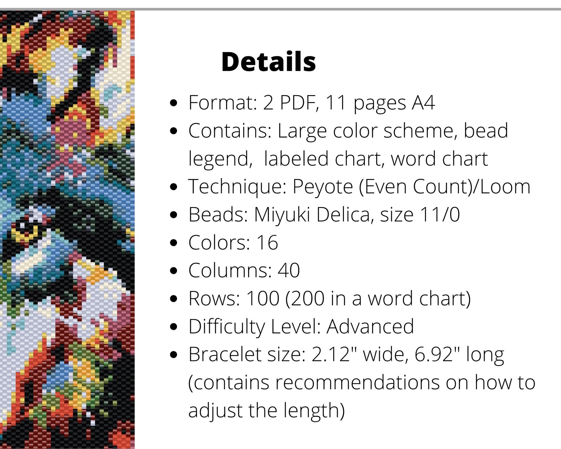Rainbow Wolf even peyote and loom patterns for beaded bracelet or bookmark NikoBeadsUA