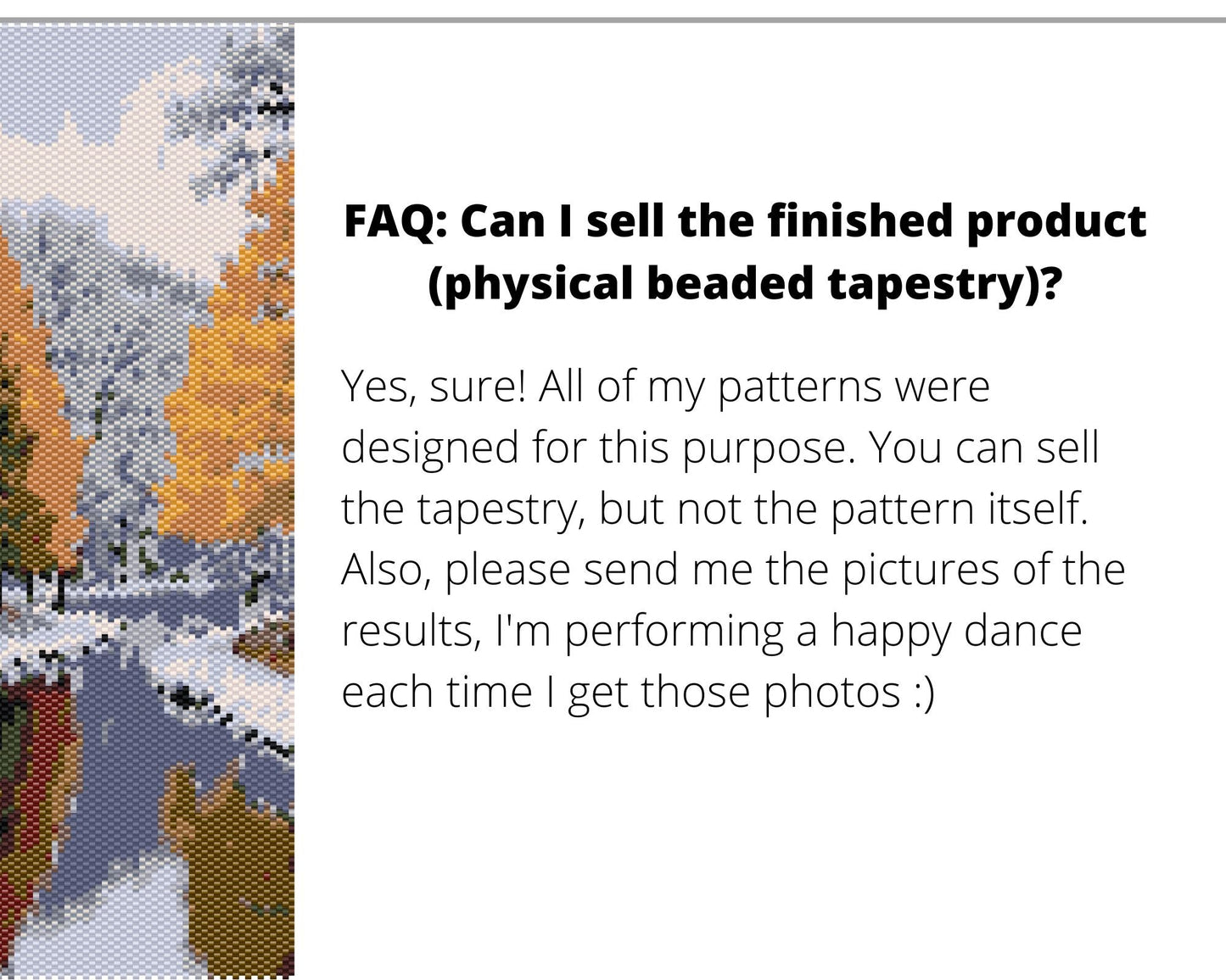 Snowy Autumn even peyote and loom patterns for beaded tapestry or postcard NikoBeadsUA