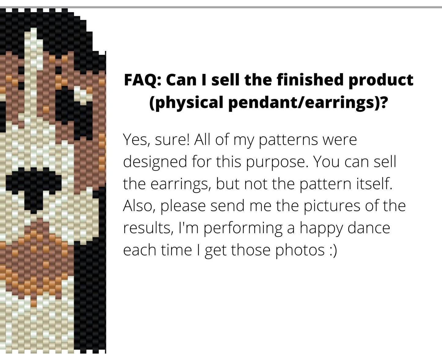 Doggie Brick Stitch pattern for beaded pendant and earrings NikoBeadsUA