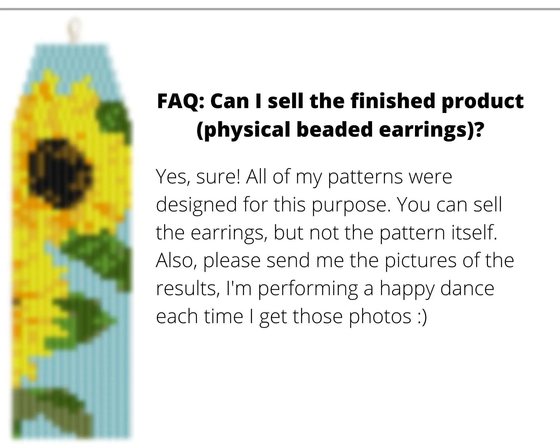 Sunflowers Asymmetrical Brick Stitch pattern for fringe beaded earrings - NikoBeadsUA