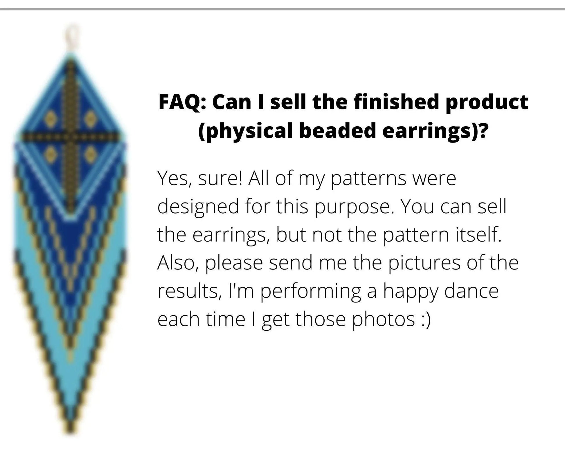 Blue Cross Brick Stitch pattern for fringe beaded earrings with diamond top - NikoBeadsUA
