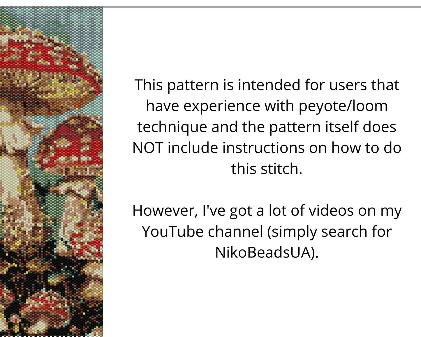 Amanita Mushrooms even peyote and loom patterns for beaded tapestry NikoBeadsUA