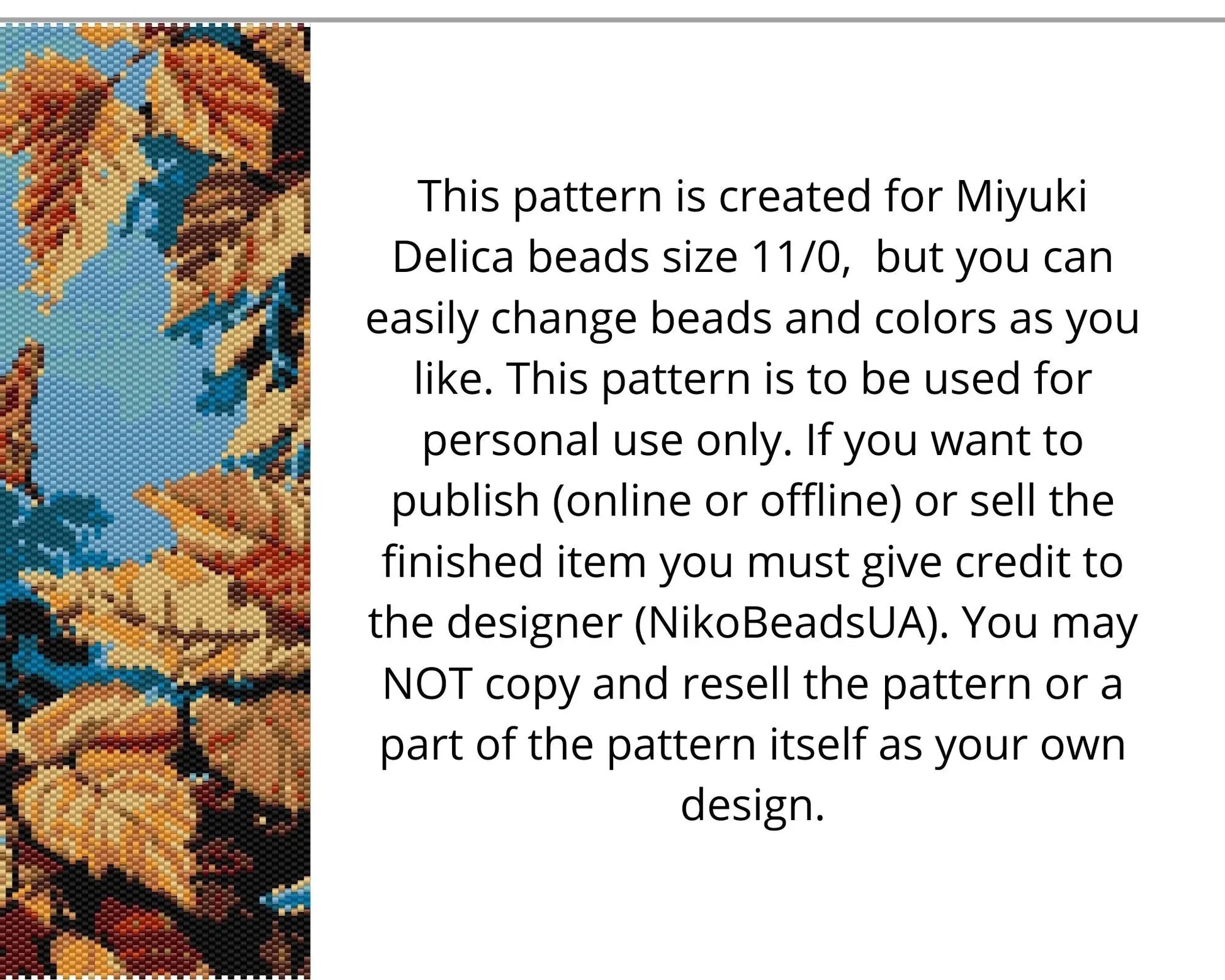 Autumn Leaves even peyote and loom patterns for beaded tapestry NikoBeadsUA