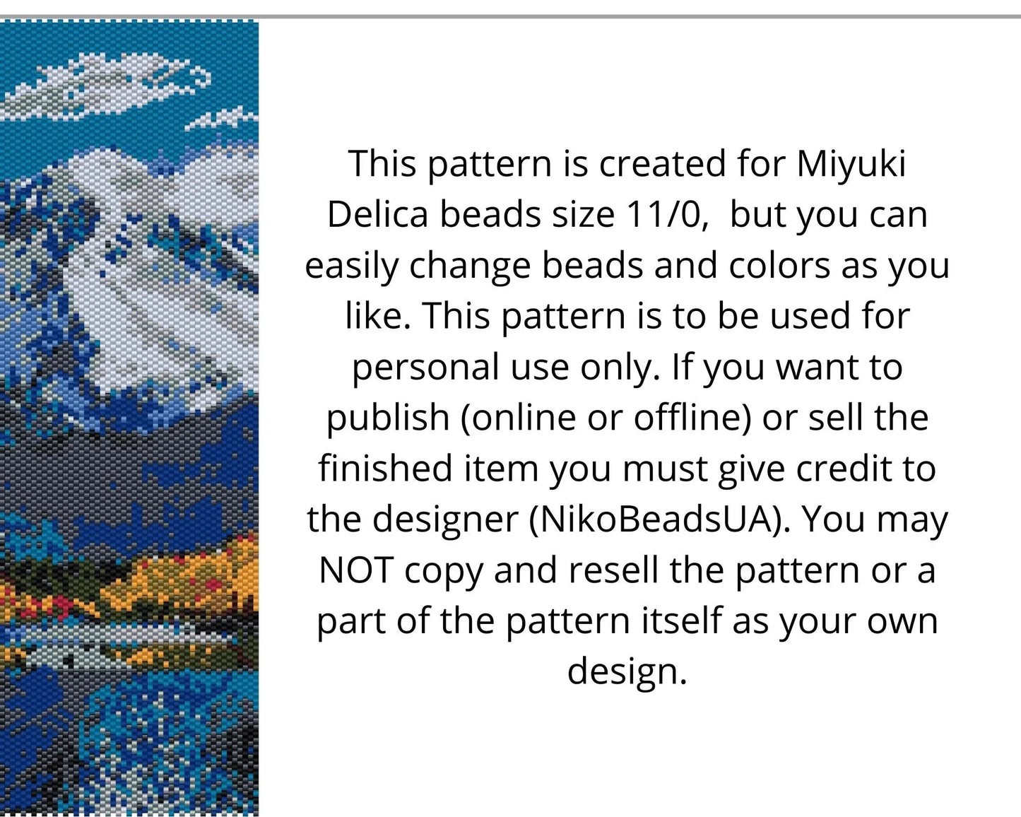 Autumn Mountains even peyote and loom patterns for beaded tapestry NikoBeadsUA